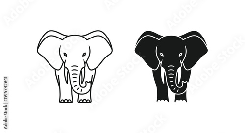 Elephant heads appear in outline and solid black styles.