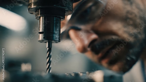 Man Watching CNC Machine Cutting Metal