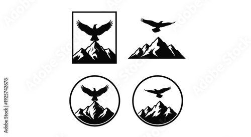 Eagles soar above mountain peaks in framed designs now.