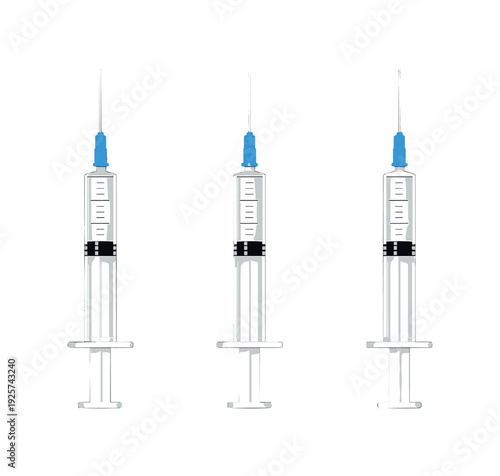 Early action depicted by a vaccination syringe with needle and plunger aligned straight, precise and simple shape emphasizing