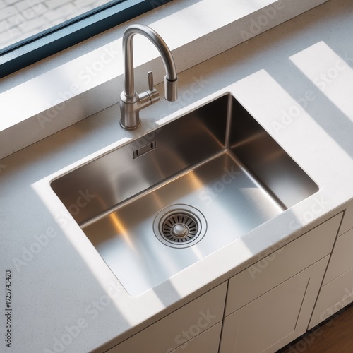 Minimalist interior still‑life frame showing smooth surfaces, soft highlights, and organized placement, shaping a tranquil light‑filled environment with cool metallic accents.
