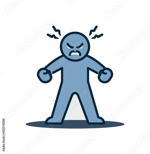 Cartoon figure expressing intense anger with clenched fists and furrowed brow