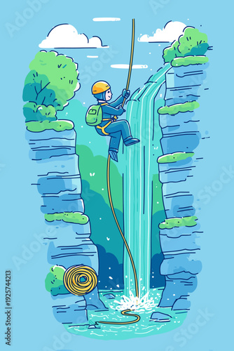 Canyoning Rappel Down Slot Gorge Waterfall
