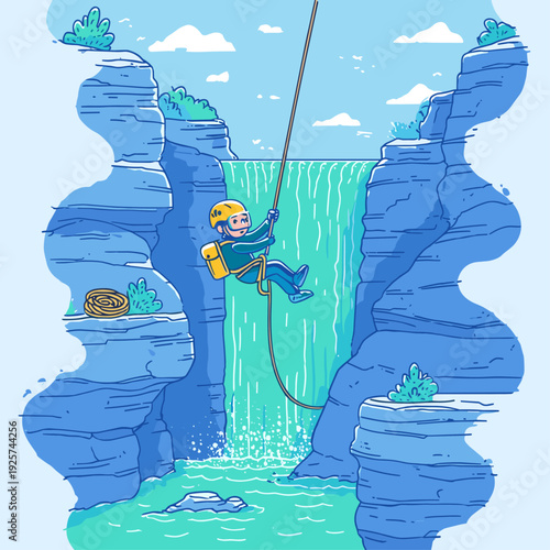 Canyoning Rappel Down Slot Gorge Waterfall