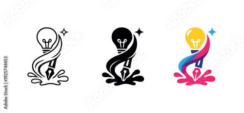 Idea to output metaphor visualized as a symbolic creation mark suggesting transformation, imagination, and expressive flow, three