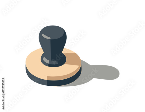 Rubberst amp silhouette ly ing flat top down view withcircul arst amp base andsh orth andle outl ine cle arlydef ined positi oned