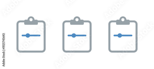 Planning scene illustrated by a clipboard with a timeline bar and milestone dot abstracted into one minimalist icon, identical
