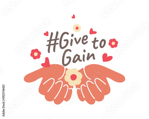 Give to receive. The promotion is timed to coincide with International Women's Day 2026. Hands of the heart and flowers.