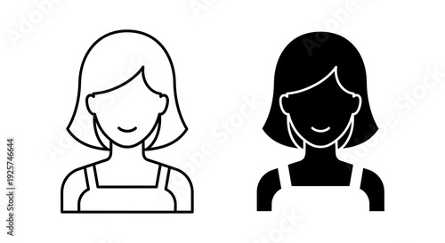 Two depictions of a woman s face one outlined one solid black