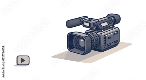 Videoc amera silhouette inc almthreequ arter viewshow ingsubtlevolumethroughdiscrete fl atf aces ofbody and lens positi oned in