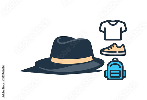 Minimalist Hat Design. Hat silhouette object presented as aref ined up right product pose with cle an app arel ic onl ines positi