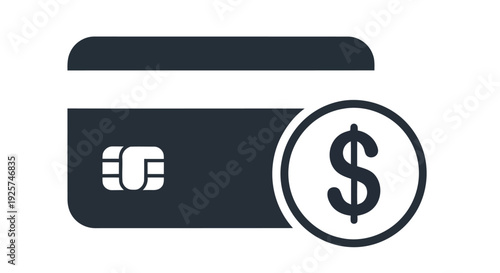Simple vector icon depicting a credit card with a dollar sign symbol