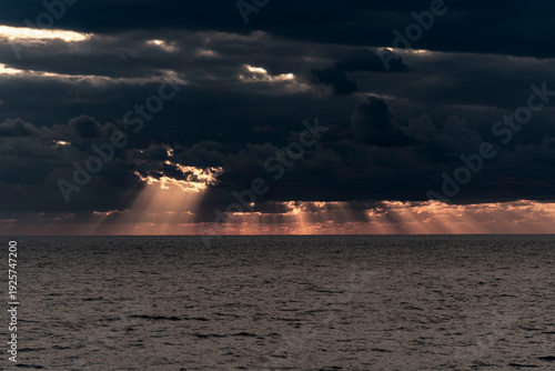 spectacular sunrise and sunset over the sea