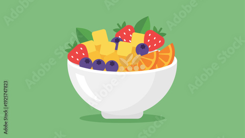 Healthy Fruit Bowl With Cereal And Berries.