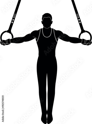 Silhouette of a person exercising on gymnastic rings