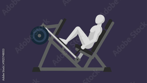 Man performing leg press exercise on gym machine.