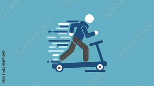 Man riding electric scooter with speed lines.