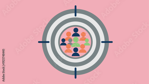 Targeted Audience Group in Crosshairs Illustration.