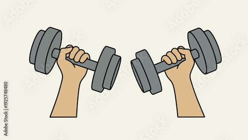 Two Hands Holding Dumbbells for Weightlifting Exercise.