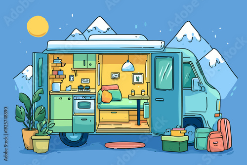 Cozy Minimal Camper Van Interior Setup