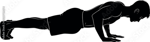 Silhouette of a woman doing a push up exercise