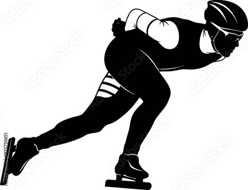 Silhouette of a speed skater in motion