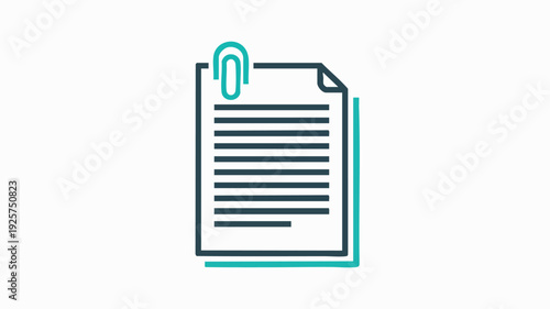 Document with Paperclip Icon Representing Attached File.