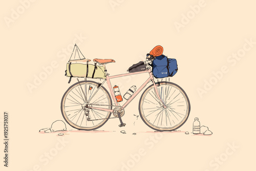 Loaded Bikepacking Bicycle Ready for Adventure