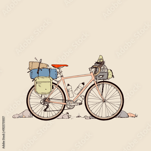 Loaded Bikepacking Bicycle Ready for Adventure