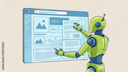 Robot Interacting with Digital Interface and Data Visualization.