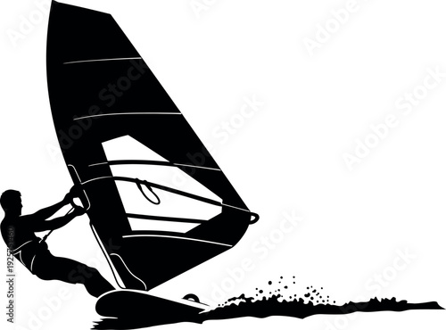 Wind surfer in action silhouette