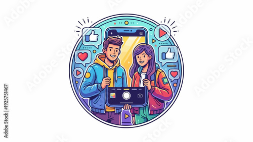 Young Couple Creating Social Media Content Together.