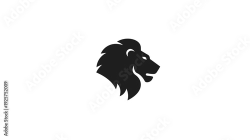 A regal lion head silhouette in solid black against a clean white backdrop, elegant and bold