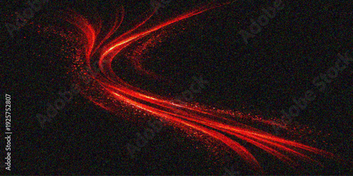 A red and black abstract background featuring a creative wave pattern with light curves and motion lines designed like a stylized highway on dark asphalt texture