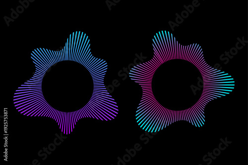 Circular audio spectrum visualizer featuring smooth gradient lines and pulsating rhythm beat for modern music player designs