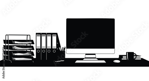 Office desk workspace vector