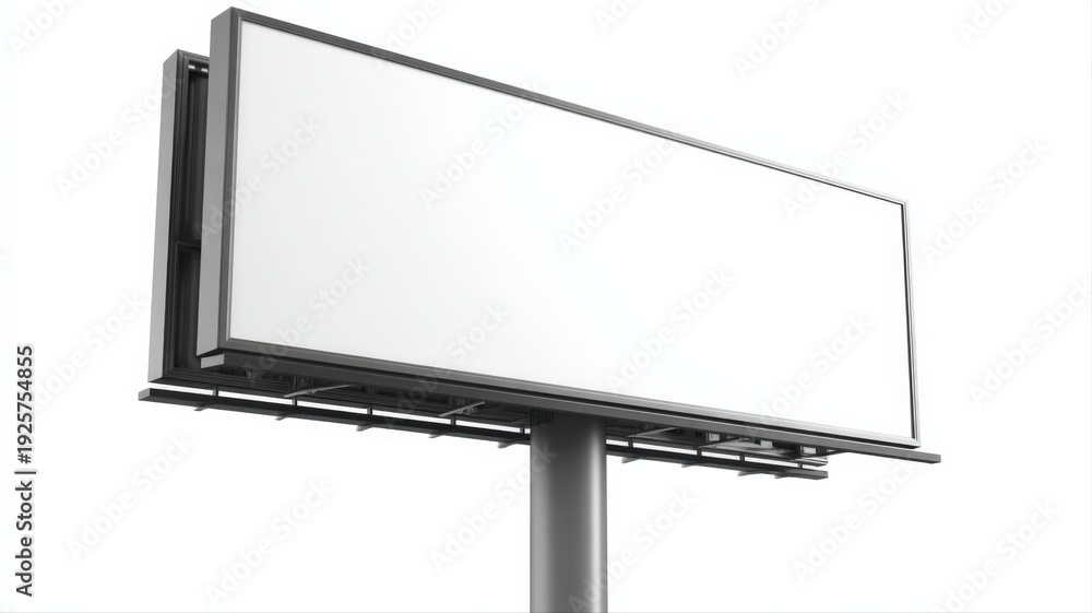 Fototapeta premium Large Blank Billboard on a Metal Pole Ready for Advertising Campaign Mockups and Outdoor Advertisement Presentations
