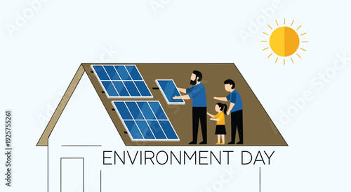 Environment Day solar panel vector illustration