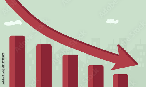 Market crash red crash graph arrow, Failure or crisis graph down graph
