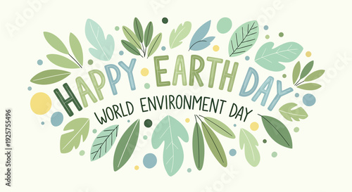 Earth Day icon set with leaves and eco-friendly symbols