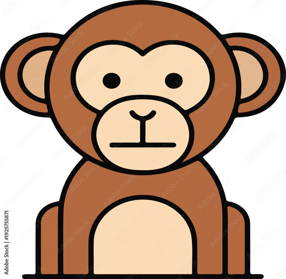 Obraz premium Brown Cartoon Monkey Illustration.