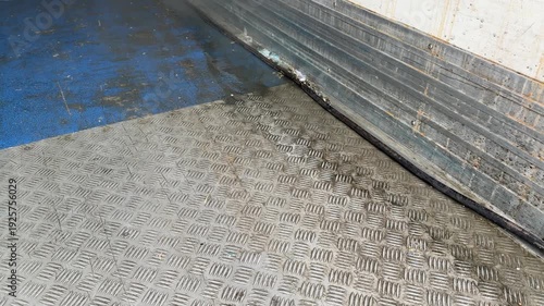 Washing dirty blue and steel floor 4K