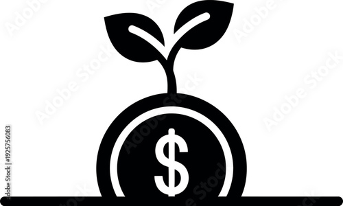 Financial Growth: A stylized depiction of a sprouting plant emerging from a dollar coin symbolizes the growth and flourishing of investments.