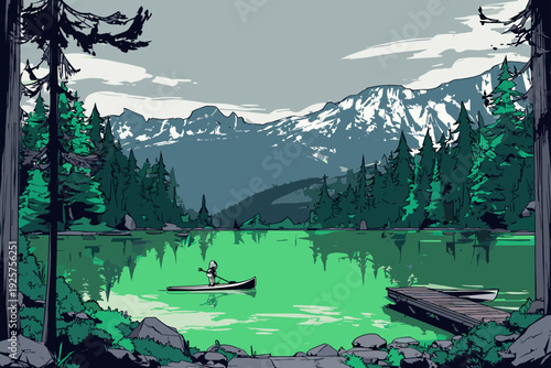 Serene SUP Ride on Mountain Lake