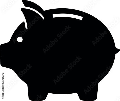 Savings in Silhouette: A classic piggy bank silhouette, representing the core concept of personal finance, long-term investments, and financial security.