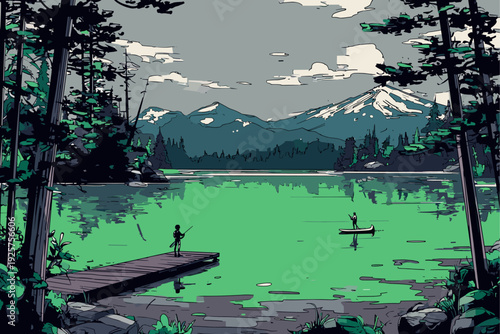 Serene SUP Ride on Mountain Lake