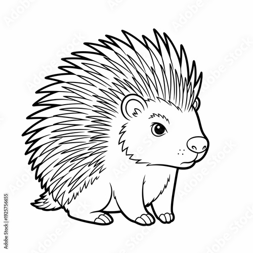 Isolated Cute Wild Pet Mammal Illustration of a Shaggy Black Hedgehog
