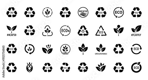 Organic Certification Symbols - 24 Vector Icons for Certified Organic Products and Eco