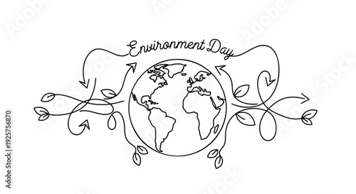Environment Day icon with globe and leaves