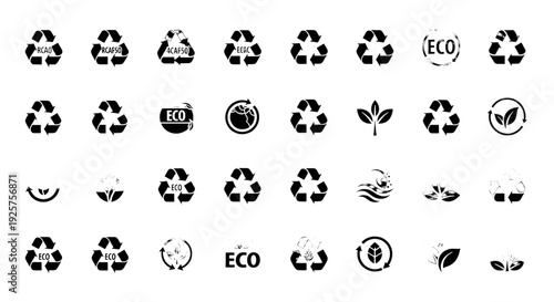 Biodegradable Symbols - 24 Vector Icons for Biodegradable Materials and Eco Design